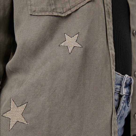 Rails Loren Olive Gold Star Embroidery Button Down Shirt - Picture 6 of 15